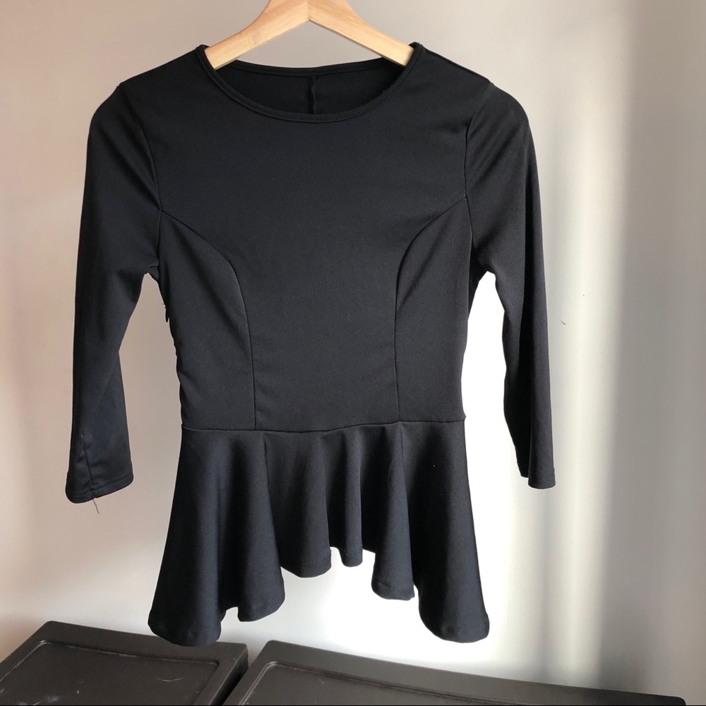 Peplum black 3/4 sleeve